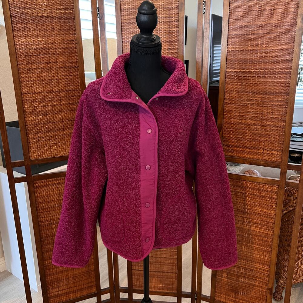 Z by Zella Jacket Womens Size Small Plum Purple Sherpa Snap Button Closure - Picture 14 of 15